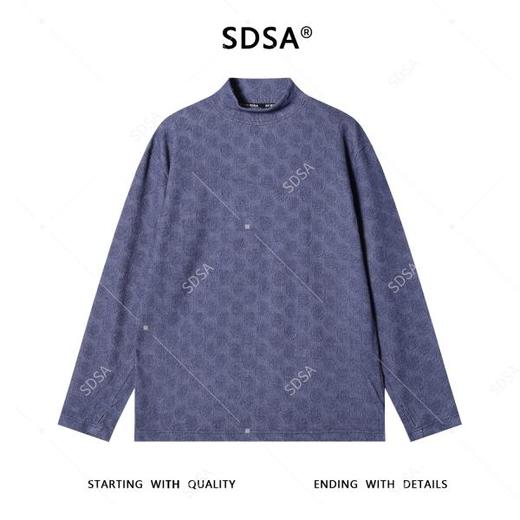 SDSA男士秋冬新款痞帅男装潮牌满印圆形半高领长袖T恤百搭简约 商品图1