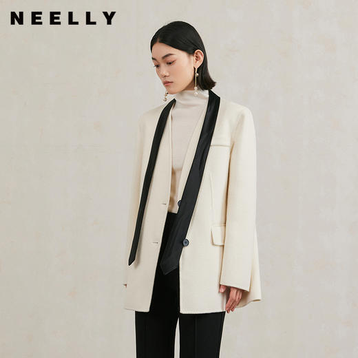 NEELLY纳俪商场同款冬季新款气质通勤一手长双面呢大衣女羊毛外套N25104N04513 商品图0
