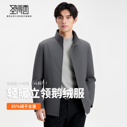【含鹅绒】圣得西男简约立领轻暖鹅绒服2025秋季新款时尚百搭外套 商品图3
