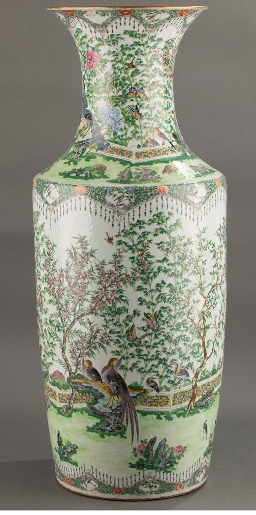 独角鹿西洋古董 19世纪中国出品「锦上添花」主题五彩棒槌瓶 商品图3