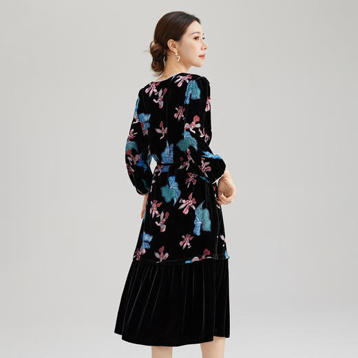 SM 1371桑蚕丝印花拼接连衣裙休闲新中式真丝裙 商品图2