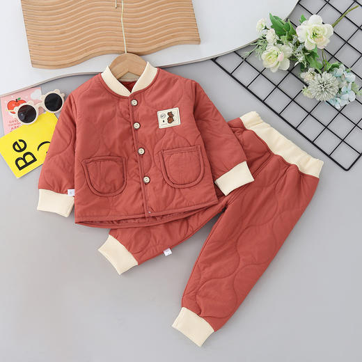 【保暖又萌趣 加厚儿童棉衣套装】儿童秋冬新款棉服套装家居服户外两件套男女宝宝棉衣棉裤休闲套装 商品图1