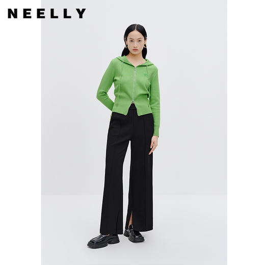 NEELLY纳俪商场同款冬新款显白修身针织衫女基础V领百搭舒适上衣N25104A04501 商品图0