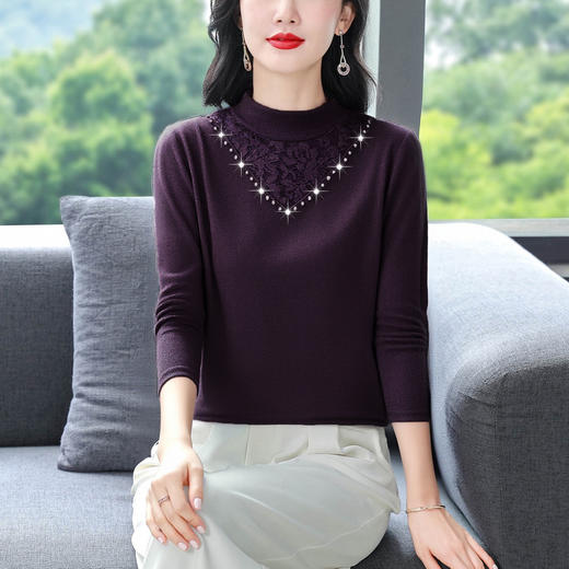 KQL E333N3311半高领长袖t恤大码打底衫洋气时尚 商品图1