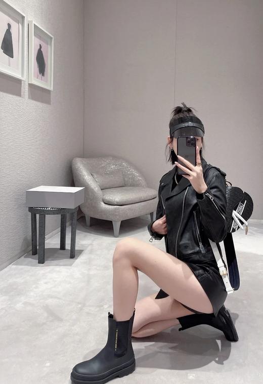 小牛皮切尔西靴 字母乳胶底更软舒适防滑纯皮靴 商品图1