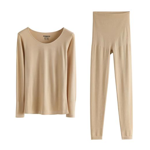 Cerotich莱赛尔羊毛蚕丝保暖套装女秋冬圆领长袖保暖打底秋衣秋裤 商品图4