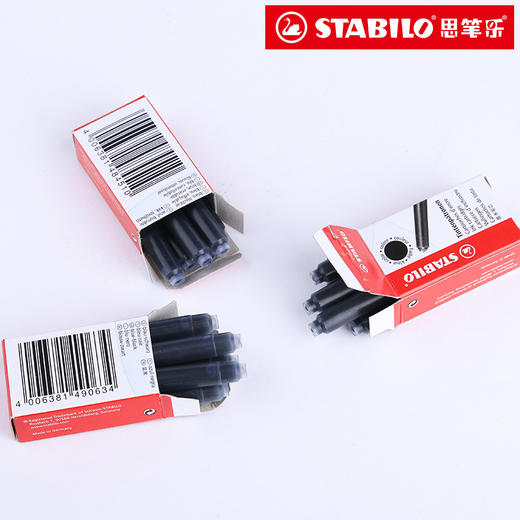 思笔乐stabilo德国非碳素墨囊墨胆蓝黑色 | 细小口径、一次性替芯、6支装、可替换通用墨囊 商品图3