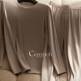Cerotich【翡丝德绒男士保暖内衣套装】秋冬款依圆领打底长袖秋衣秋裤