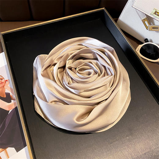 春秋新款丝巾春夏纯色仿真丝丝巾女小系脖装饰百搭女长款丝巾新款新品 商品图5