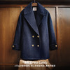 马登蓝色复古中长款绒面外套加厚保暖重磅双排扣毛呢子大衣女士秋 商品缩略图1