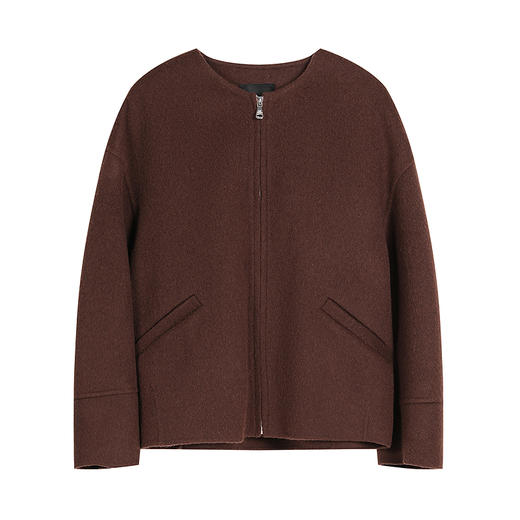 NEELLY纳俪商场同款冬季新款简约廓形羊绒外套女百搭复古休闲上衣N25102N01042 商品图3