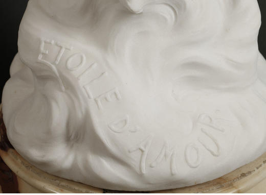 独角鹿西洋古董 19世纪瑞士雕塑家签名出品卡拉拉大理石人物雕塑作品《爱之星》 商品图8