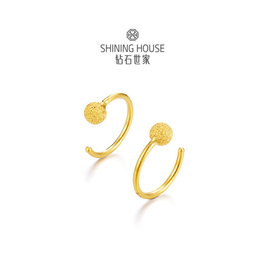 【计价黄金】【现货】【满天星】钻石世家 小圆满系列 足金耳饰 5G黄金工艺时尚送礼新品黄金耳钉耳圈耳饰（约0.6克）【黄金产品不支持无理由退换货】预计3-5天发货 商品图1
