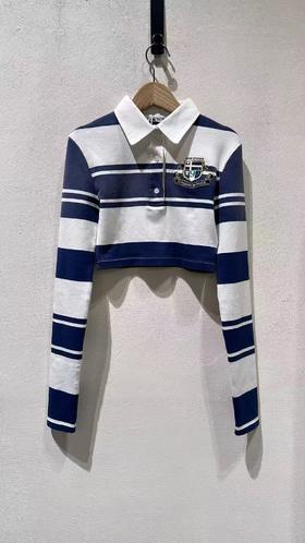 女款条纹长袖polo衫001