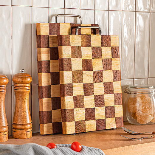 摩登主妇棋盘格菜板乌檀木抗菌防霉实木切菜案板厨房家用水果砧板 商品图0