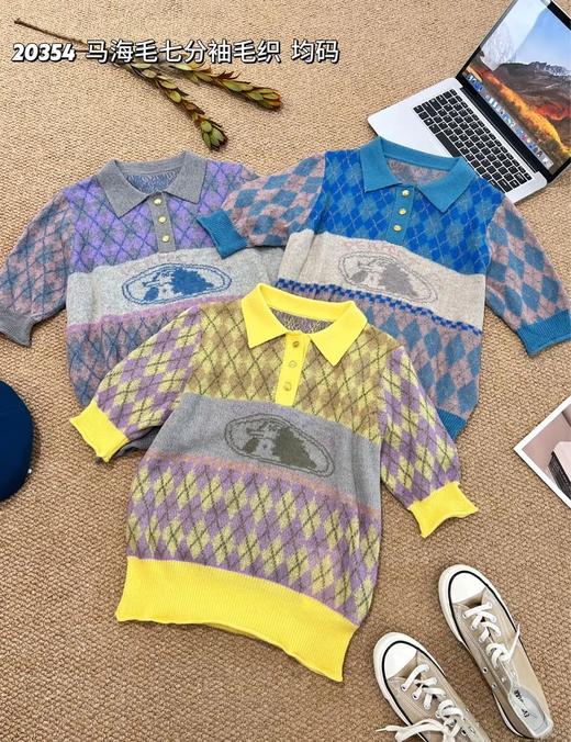 74M20354#马海毛七分袖毛织 商品图0