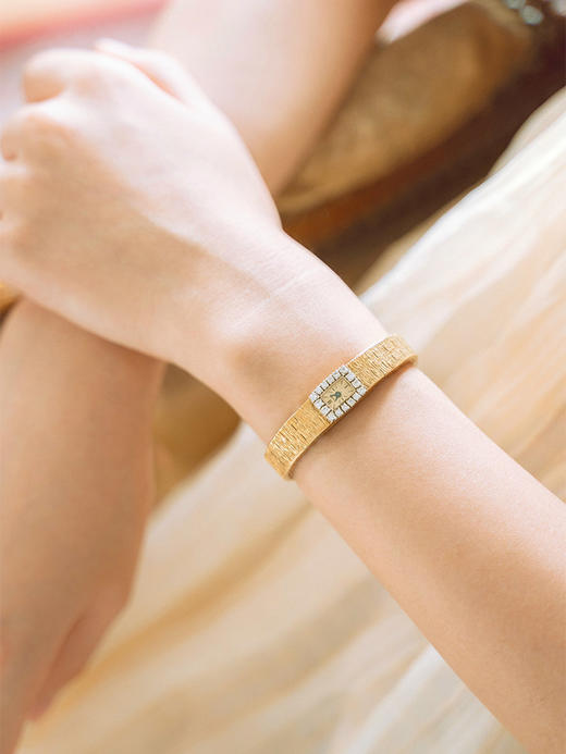 独角鹿西洋古董 1960年代瑞士著名钟表世家出品18K黄金镶嵌钻石女士机械腕表 商品图0