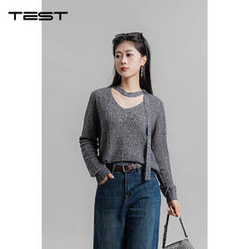 冬上新镂空挂脖设计感显瘦长袖毛衣1254030