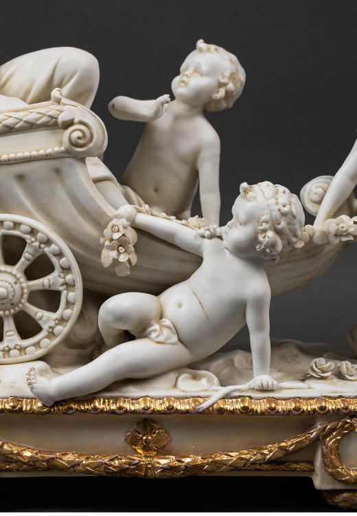 【已售】独角鹿西洋古董 1880年法国出品塞弗尔风格素胎瓷群像雕塑 商品图2