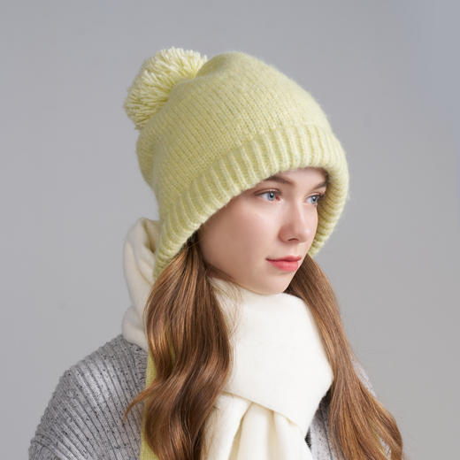 卡蒙绵羊毛护耳针织帽毛线帽女修饰脸型显脸小时尚百搭秋冬新款KM-9598 商品图5