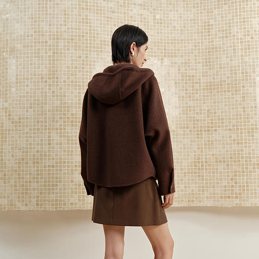 NEELLY纳俪商场同款冬季新款宽松休闲连帽双面呢女时尚复古外套N25102N01040 商品图1