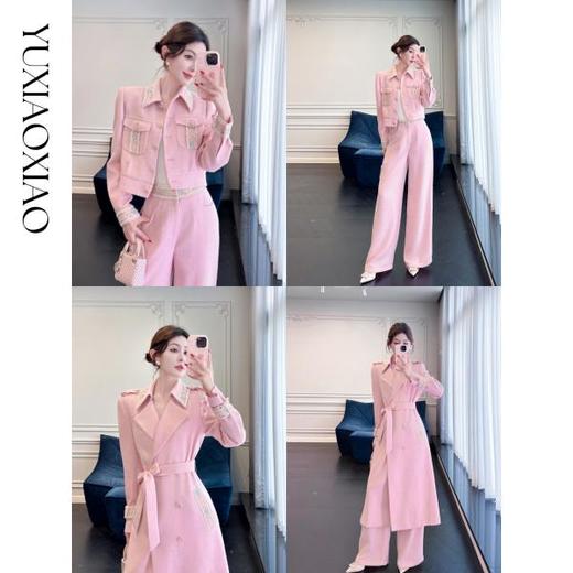 余潇潇【布达佩斯爱戀】拼重工刺绣织带亮丝编织短外套&休闲裤&风衣 商品图0