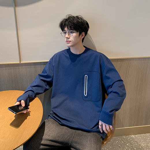 英国轻奢Schenvega 爆款迪桑平纹胸口口袋长袖T恤卫衣A72-7901 商品图6