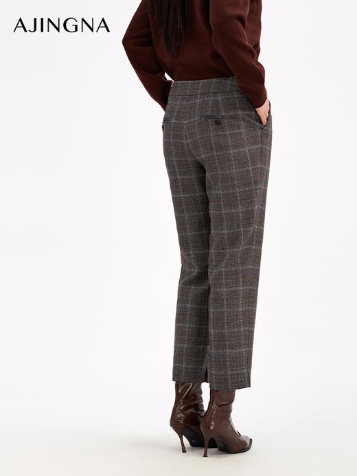 【商场同款】阿菁娜秋季新款羊毛混纺格纹西裤全身对格工艺复古优雅上松下收显瘦A30Q110037 商品图4