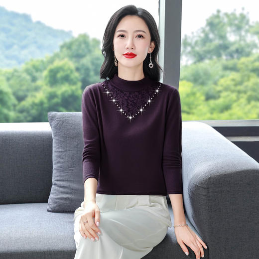 KQL E333N3311半高领长袖t恤大码打底衫洋气时尚 商品图3