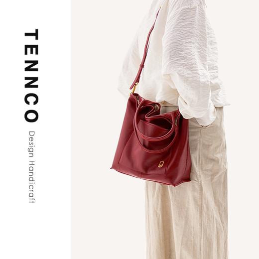 TENNCO【兜兜包】头层真皮红色婚包新娘包通勤腋下包单肩斜挎女包 商品图2