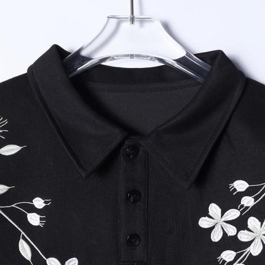 9602SDSA男士秋冬新款痞帅男装潮牌简约刺绣花卉polo领卫衣百搭时尚 商品图2