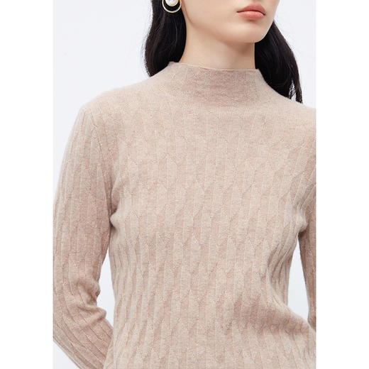 NEELLY纳俪商场同款冬新款复古半高领羊绒衫女美拉德100%山羊绒N25104A04548 商品图2