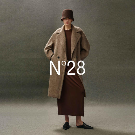 N°28 100%耗牛绒毛呢大衣女秋冬中长款高级感呢子外套8855A1D877 商品图1