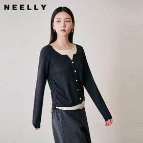 NEELLY纳俪商场同款冬季新款设计感假两件针织衫女修身打底毛衣N25104A04506