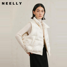 NEELLY纳俪商场同款冬季新款复古美拉德无袖马甲羽绒服女保暖外套N25104D04578