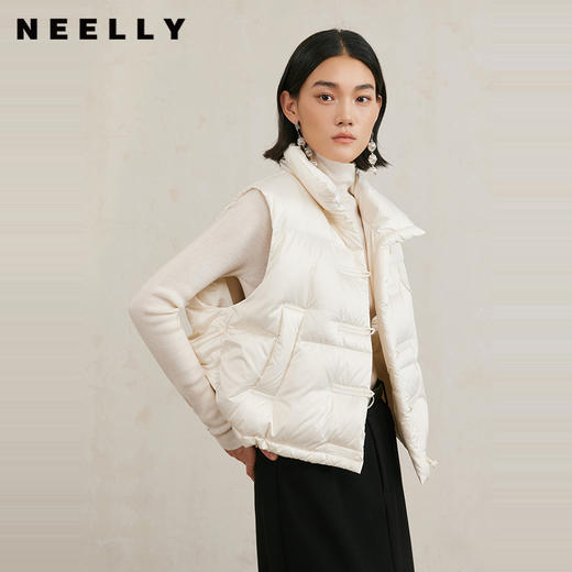 NEELLY纳俪商场同款冬季新款复古美拉德无袖马甲羽绒服女保暖外套N25104D04578 商品图0