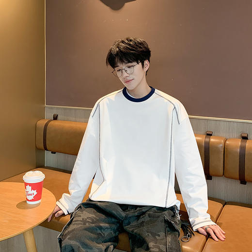 英国轻奢Schenvega 爆款迪桑平纹插色领长袖T恤卫衣A72-7902 商品图10