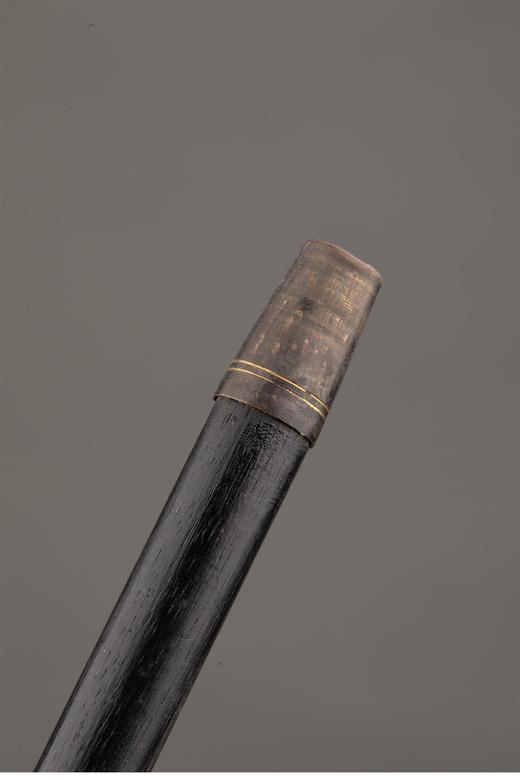 独角鹿西洋古董 1880-1910年代西班牙出品卷叶花卉纹饰托莱多钢镶嵌黄金杖柄硬木古董手杖 商品图5