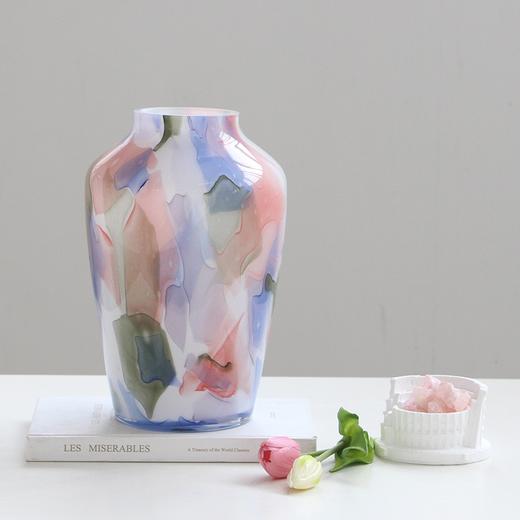 古典水彩艺术玻璃花瓶轻奢高级感法式琉璃水养插鲜花客厅装饰摆件 商品图2