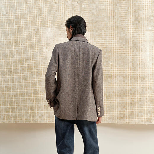 NEELLY纳俪商场同款冬季新款复古粗花呢西装外套女优雅实穿上衣N25102W01037 商品图1