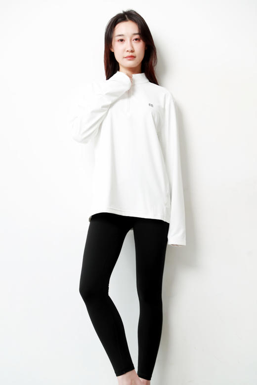 半拉链长袖tee，出口首尔。胸口小标户外正肩透气长袖上衣C101160 商品图9