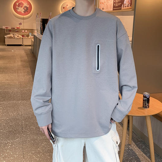 英国轻奢Schenvega 爆款迪桑平纹胸口口袋长袖T恤卫衣A72-7901 商品图9