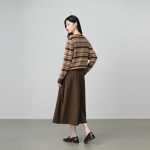 NEELLY纳俪秋新款商场同款复古百搭A字半身裙女显白收腰百褶长裙N25104E05502 商品图1