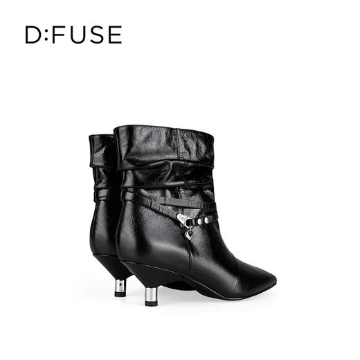 Dfuse迪芙斯2025冬季新款宽筒堆堆靴复古堆皱尖头细跟短靴DFD4116021 商品图10