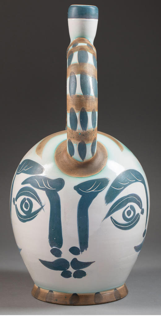 独角鹿西洋古董 1957年代西班牙艺术家与法国工坊合作出品限量装饰阿兹特克四面花瓶 商品图2