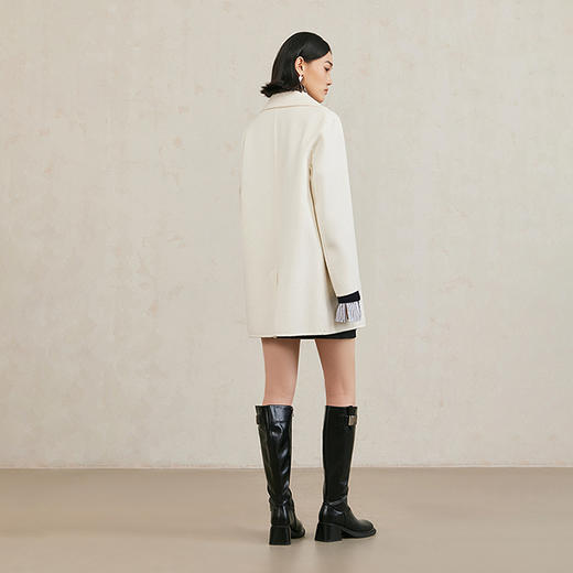 NEELLY纳俪商场同款冬季新款绵羊毛宽松双面呢外套女气质通勤外套N25104N04527 商品图1