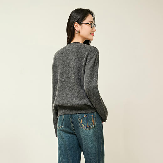 NEELLY纳俪商场同款冬季新款百搭减龄针织衫女设计感小猫印花上衣N25104A04512 商品图1