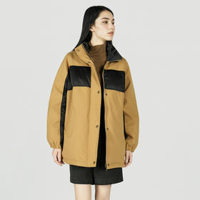 谜底立领羽绒服女2025冬季新款休闲宽松拼接短款面包服257MY7866