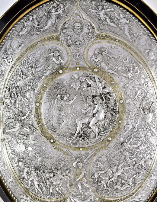 独角鹿西洋古董 1860-1870年代法国工匠Léonard Morel-Ladeuil设计英国名坊Elkington出品《失乐园》主题米尔顿之盾 商品图2