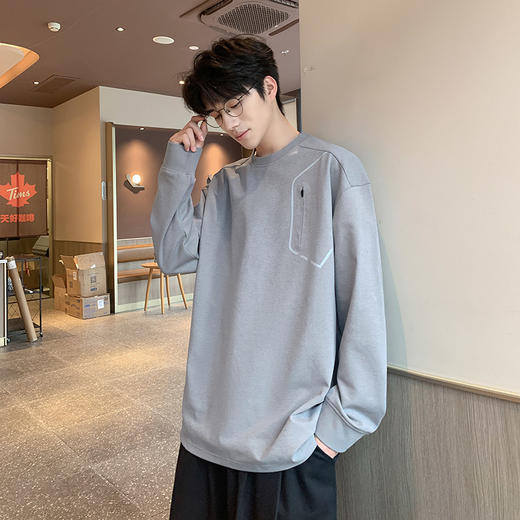 英国轻奢Schenvega 爆款迪桑平纹落肩长袖T恤卫衣A72-7905 商品图0